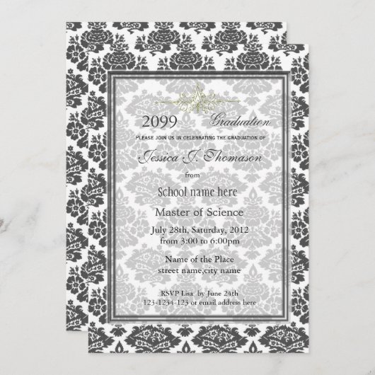 高いエレガント成績の卒業発表 招待状 (正面/裏面)