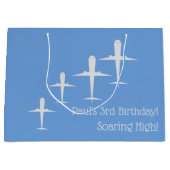 高いパーソナライズされた飛行機のアート、ブルーの高騰 ラージペーパーバッグ (正面)