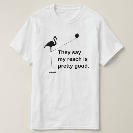 高いフラミンゴテーブルテニスリーチ Tシャツ (デザイン正面)