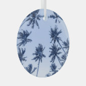 高いヤシの木、青澄んい空。 ガラスオーナメント (正面右)