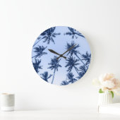 高いヤシの木、青澄んい空。 ラージ壁時計 (ホーム)