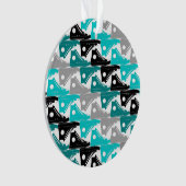 高い上のティール（緑がかった色） n黒い靴 オーナメント (正面)