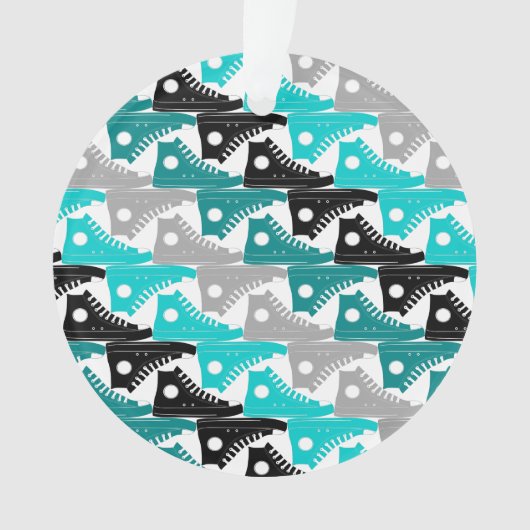 高い上のティール（緑がかった色） n黒い靴 オーナメント (正面)