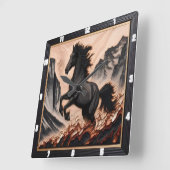 高い台地でムスタンスタリオンキック スクエア壁時計 (傾斜)