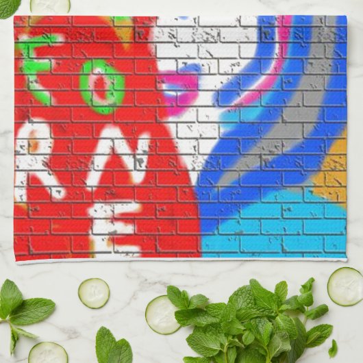 高い女司祭顔決して一人のグラフィティアート キッチンタオル (折り畳み)