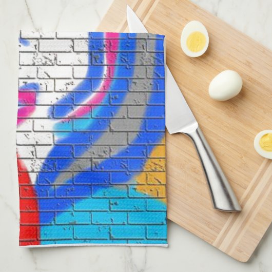 高い女司祭顔決して一人のグラフィティアート キッチンタオル (四つ折り)