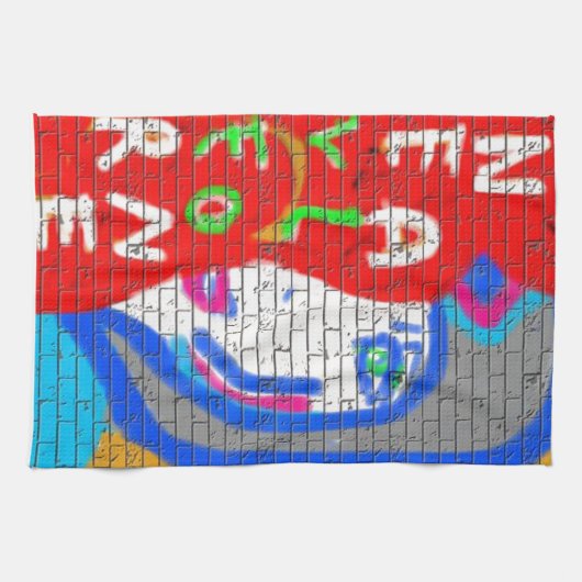 高い女司祭顔決して一人のグラフィティアート キッチンタオル (横)