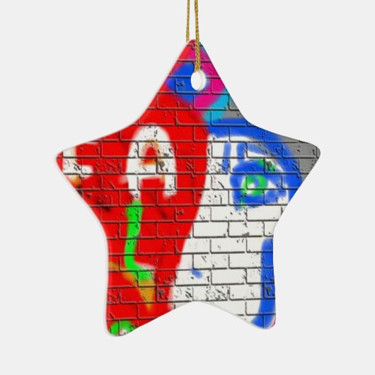 高い女司祭顔決して一人のグラフィティアート セラミックオーナメント (右)