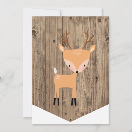 高い椅子の第1誕生日の旗の森林シカ 招待状 (正面)