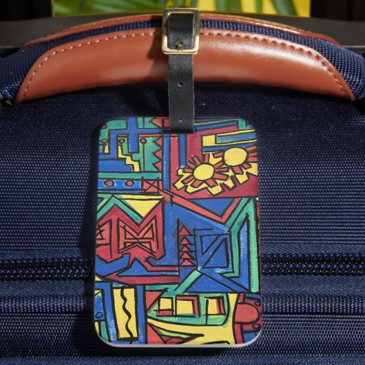 高い正午のア絵を描ート ラゲッジタグ (正面インサイチュ2)