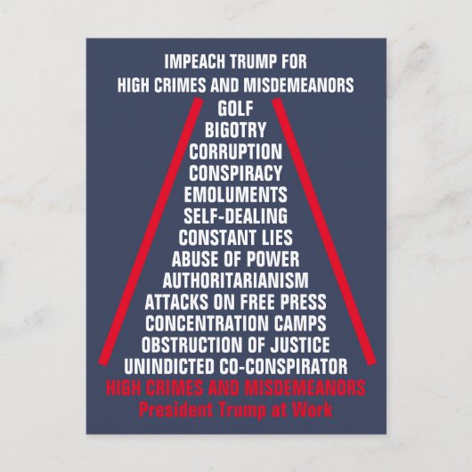 高い犯罪と軽罪のリストはトランプを妨害 ポストカード (正面)