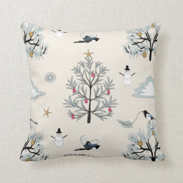 高い砂漠のsagebrushのカササギのクリスマス クッション