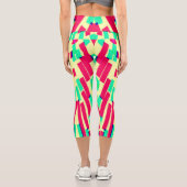 高い腰のカプリス、エレガントカラフルストライプ カプリレギンス (裏面)
