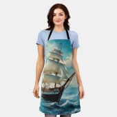 高い船と晴れた天気 エプロン (着用した状態)