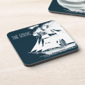 高い船と雲航海の コースター (左側)