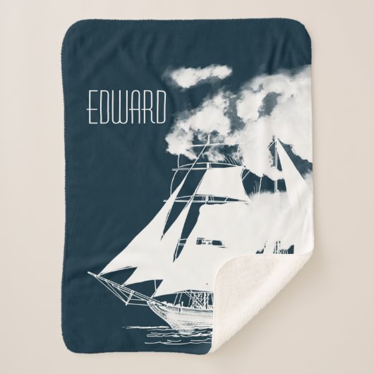 高い船と雲航海の シェルパブランケット (正面)