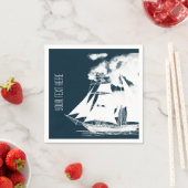 高い船と雲航海の スタンダードカクテルナプキン (インサイチュ)