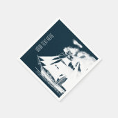 高い船と雲航海の スタンダードカクテルナプキン (角)