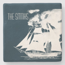 高い船と雲航海の ストーンコースター