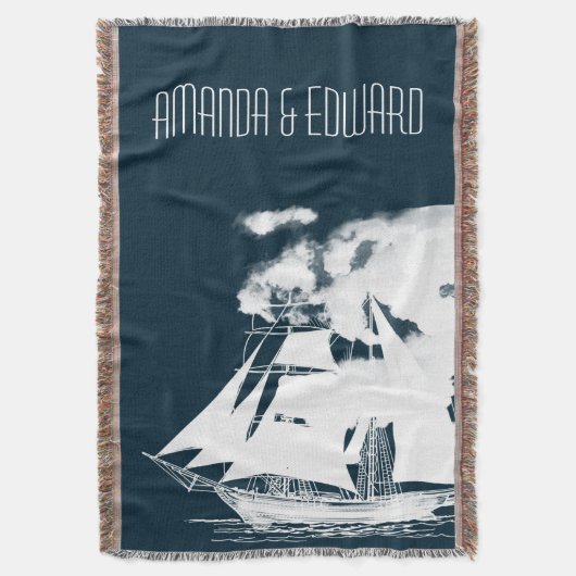 高い船と雲航海の スローブランケット (正面縦)