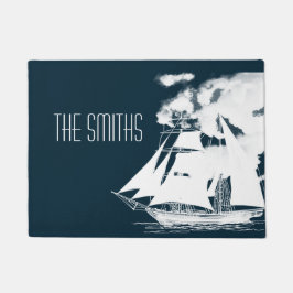 高い船と雲航海の ドアマット