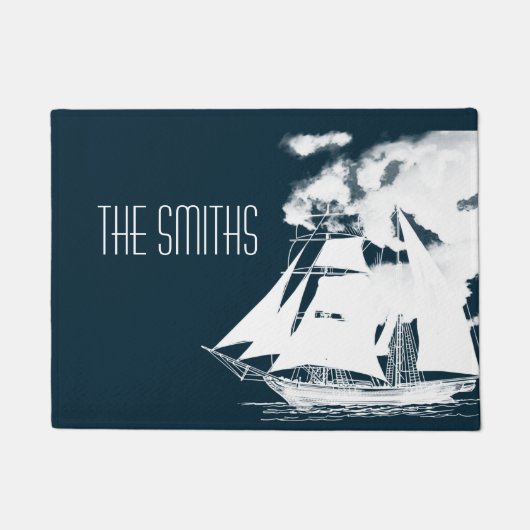 高い船と雲航海の ドアマット (正面)