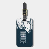 高い船と雲航海の ラゲッジタグ (正面縦)