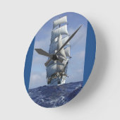 高い船の時計 ラウンド壁時計 (傾斜)
