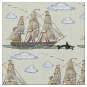 高い船の海景 ファブリック (クローズアップ)