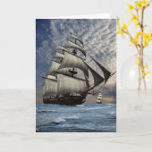 高い船 カード (黄色い花)