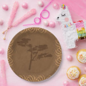 高い草のボーダーを持つサファリのテーマのアカシア ペーパープレート (パーティー)