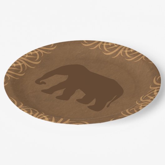 高い草のボーダーを持つサファリのテーマ象 ペーパープレート (アングル)