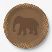 高い草のボーダーを持つサファリのテーマ象 ペーパープレート (正面)