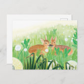 高い草の中の子鹿のイラスト ポストカード (正面/裏面)