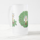 高い軽いクリスマスによって曇らされるマグの夜 フロストグラスビールジョッキ (正面左)