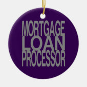 高い銀製の文字の住宅ローンプロセッサ セラミックオーナメント (正面)