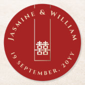 高い長方形の二重の中国の幸福結婚の ラウンドペーパーコースター (正面)