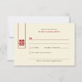 高い長方形の二重の中国の幸福結婚の 出欠カード (正面)