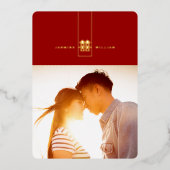 高い長方形の二重の中国の幸福結婚の 箔招待状 (正面)