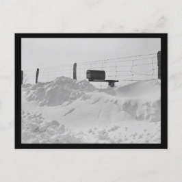 高い雪の写真のフェンス上のメールボックス ポストカード