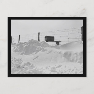 高い雪の写真のフェンス上のメールボックス ポストカード