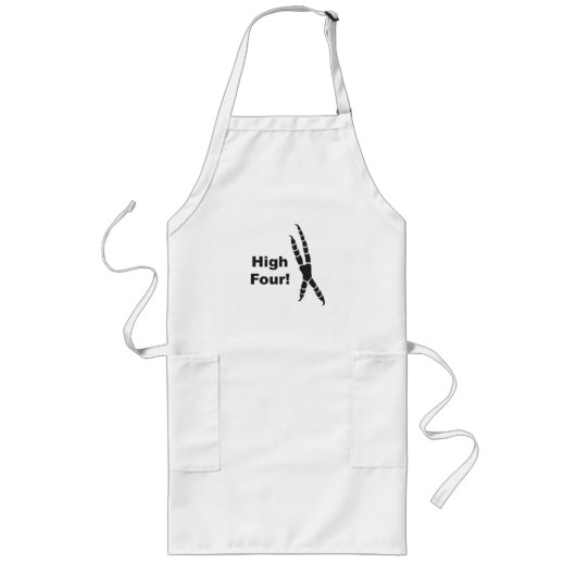 高い4羽のオウムの足跡(最高5) ロングエプロン (正面)