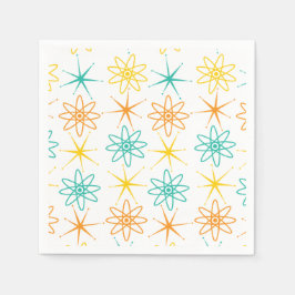 高い50年代 – 原子と星のナプキン スタンダードカクテルナプキン