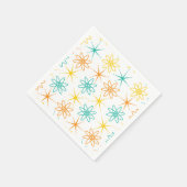 高い50年代 – 原子と星のナプキン スタンダードカクテルナプキン (角)