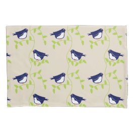 高い50年代 – 青い2羽の鳥の枕ケース 枕カバー