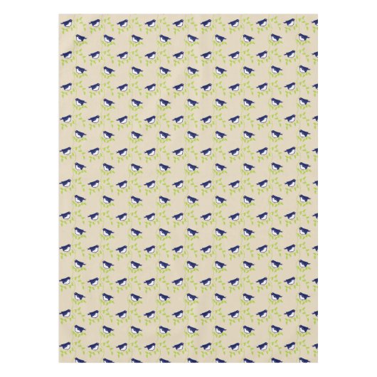 高い50 – 青い鳥のテーブルクロス2つ テーブルクロス (正面)