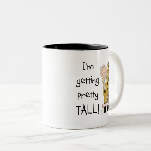 高いTシャツおよびギフトを得ているキリンの女の子 ツートーンマグカップ (正面右)