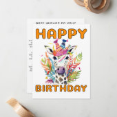 高くそびえるキリン誕生日 ノートカード (正面/裏面インサイチュ)