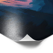 高くそびえる山シルエットウルフサンセット フォトプリント            (角)