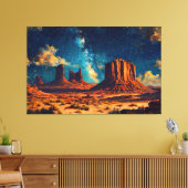 高くそびえる砂岩の形成を伴う砂漠の風景 キャンバスプリント (インサイチュ (リビング))